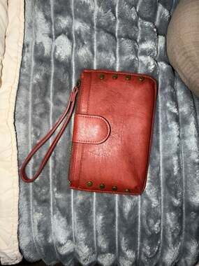 Universal Thread Women's Zip Closure Faux Leather Wristlet Wallet with Studded D
